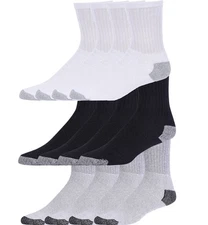 4-12 Pair Sport Crew Socks for Men Reinforced Athletic Work Multi Pack, Colors