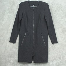 W by Worth Dress Womens 2  Charcoal Gray Full Zip Ponte Knit Office Career Lined