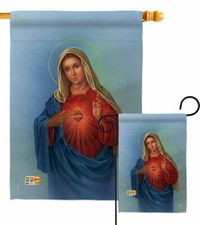 Sacred Heart Mary Garden Flag Faith Religious Decorative Gift Yard House Banner