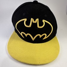 Six Flags Batman Hat Cap DC Comics Black Yellow Snapback Adult Vintage