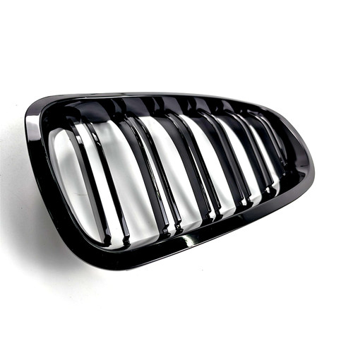 For BMW 5-Series F10 F11 2011-2017 Double Slats Front Kidney Grille Glossy Black - Picture 10 of 17