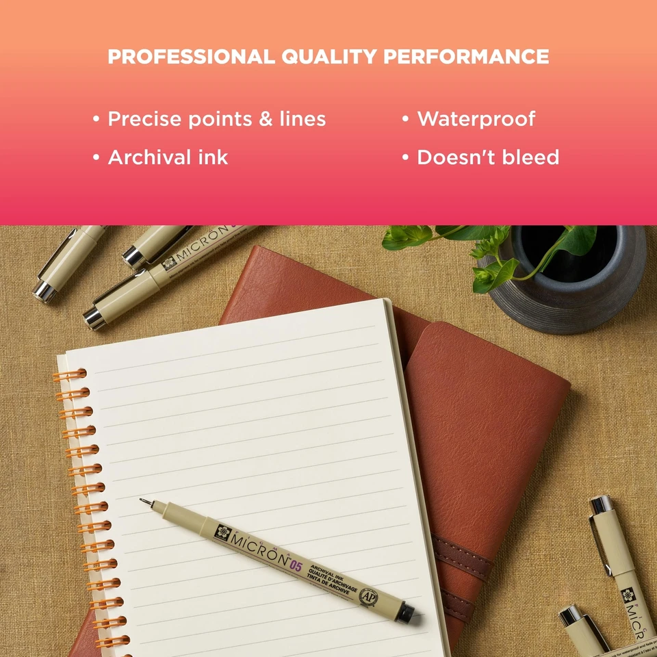 Pigma Micron Fineliner ручки - архивные черные чернильные ручки - ручки для письма или D... - Изображение 4 из 4