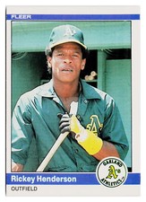Rickey Henderson HOF- 1984 Fleer #447 Oakland Athletics Near Mint or Better