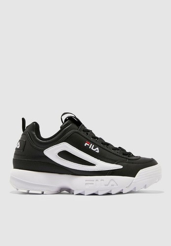 RARE FILA DISRUPTOR II/2 XL TRAINERS, UK9, BLACK/WHITE/RED 1FM00712-014 - Picture 2 of 5