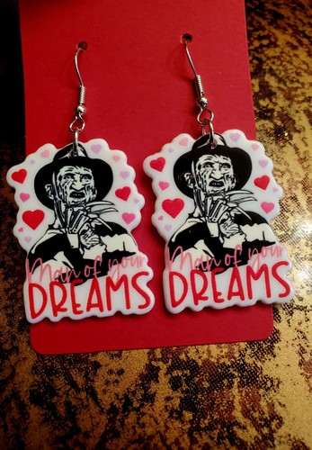 Halloween Horror Inspired Dangle Drop Hook Earrings Faux Leather, Enamel Or Wood - Picture 44 of 101