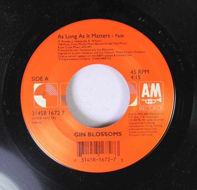As Long as It Matters [1] [Single] by Gin Blossoms (Vinyl, Jul1996, A