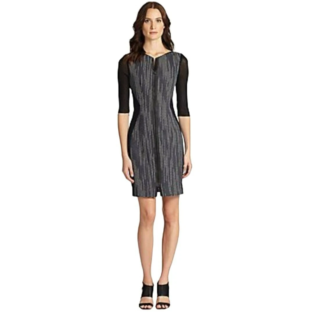 Elie Tahari Dress Colleen Tweed Black Combo Elbow Sleeve Dress Size 6 Career