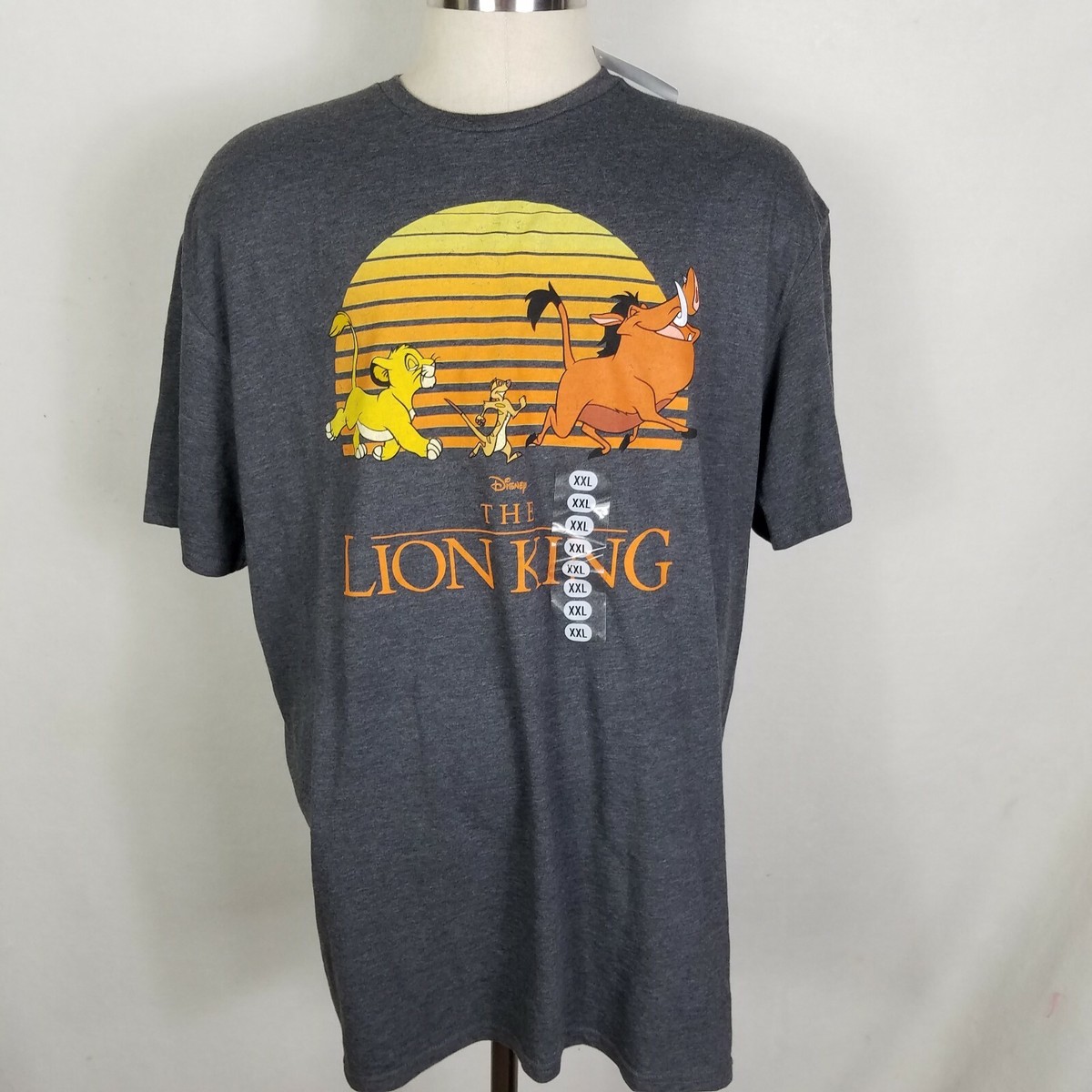 Disney The Lion King Simba Timon Pumba Mens Womens Charcoal Gray T-Shirt XXL