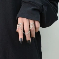 Hip Pop Chain Cross Gothic Ring Adjustable Ring Punk Jewelry Finger