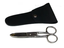 Electrician Scissors With Leather Case ~ Strip Notches 5" Long Stainless Steel