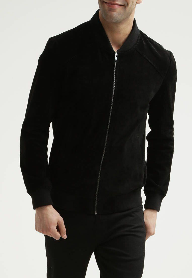 Leather Jacket Men Black Suede Bomber Lambskin Flight Lightweight Italian style-image