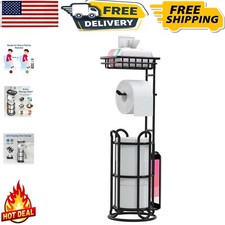 Stable Freestanding Toilet Paper Stand with Integrated Magazine and Wipe Holder