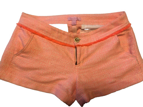 Lilly Pulitzer Walsh Shorts in Papaya Coral Orange Textured Tweed Fringe 0