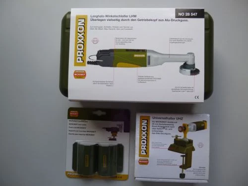 Proxxon Meuleuse d’angle long cou LHW 28547+Support universel UHZ + Support
