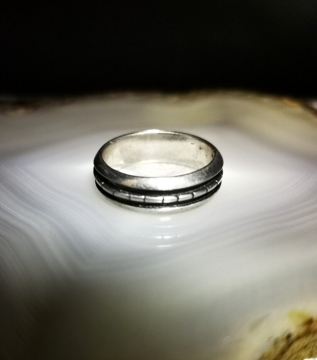 Ring Silver 925 Band Ring Solid Stitch Engraved B… - image 4