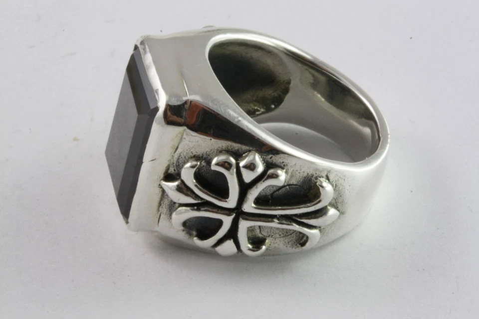 Templari Zirconia Gigli Croce Anello Vero 925 Argento Anello IN Argento / 083 - Immagine 2 di 4