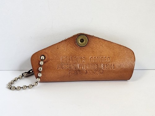Vintage Jackson Wyoming KELLENS CONOCO BF GOODRICH Gas Station Leather Key Fob - Picture 5 of 11