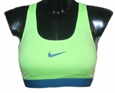 DAMEN NIKE PRO CLASSIC PADDED BRA SPORT BH NEON HELLGRÜN BLAU 823312-367 G 36 NE