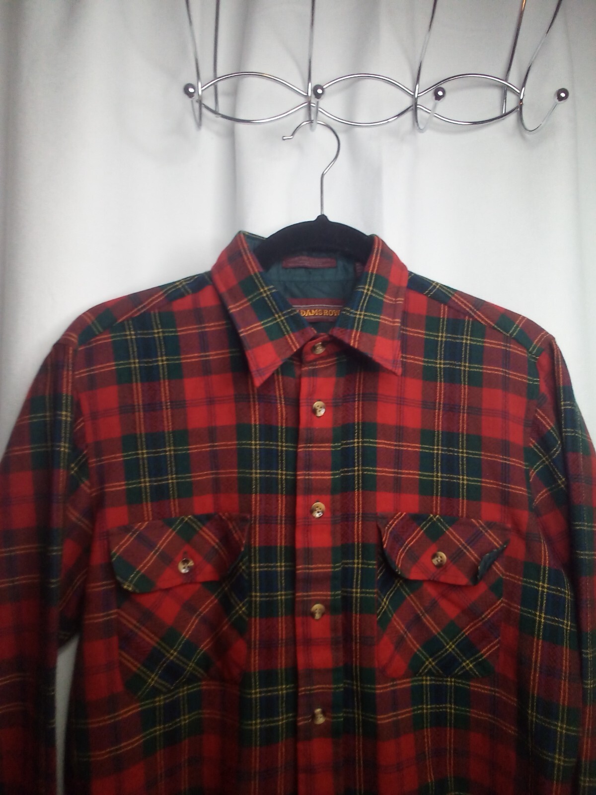 FILA Camicia abbottonata Adams Row M manica lunga misto lana a quadretti rosso verde