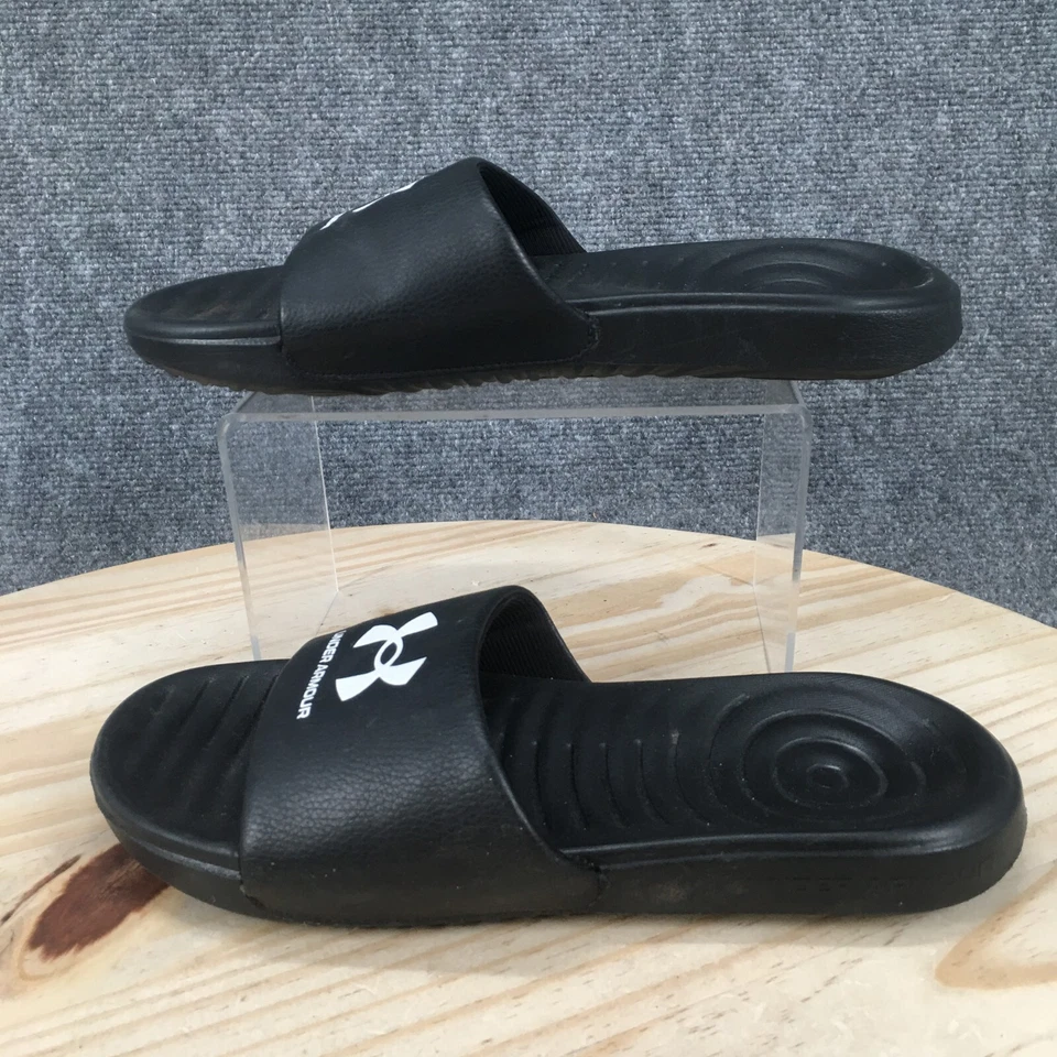 Sandalias Under Armour para mujer 8 Ansa correderas fijas negras sin cordones logotipo 3023772-004 Foto 2 de 4