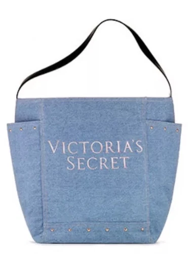 VICTORIA'S SECRET 2018 DENIM SHOULDER BAG TOTE CARRYALL NEW NWT