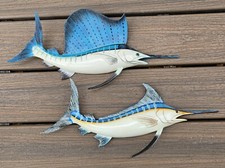 Sailfish Marlin Hand Painted 18" Replica Wall Mount Sculpture Game Fishing Set 2