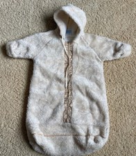 VTG USA Faux Fur Infant Bunting White Size 0-6 Zipper Closure Tot Lines