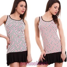 Women Pajamas Dress Mini Dress Petticoat Hearts Long Tank Top New 6033