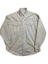 Vintage Gianni Versace Jeans Signature Dress Shirt Metal Buttons, Beige Sz Large