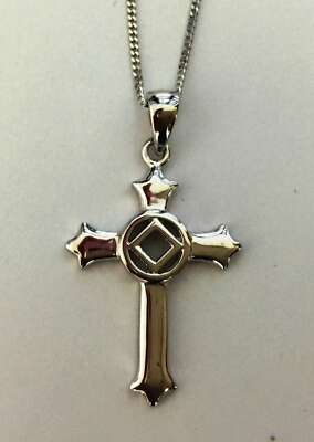 Narcotics Anonymous Necklace - 1.0'' NA Cross Sterling Silver Pendant