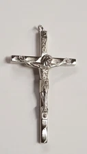 2" Crucifix Pendant Catholic Cross Italian w/ Ring for Chain Italy 