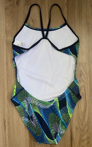 NWOT NIKE 30 Cut Out Tank Women 4 Blue Green Wave One Piece Swimsuit - Picture 3 of 5