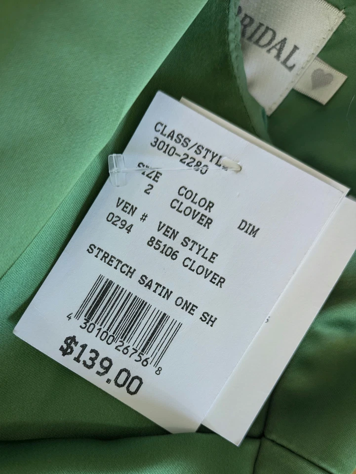 Vestido David's Bridal novo com etiquetas feminino tamanho 2 um ombro comprimento joelho verde - Imagem 4 de 4