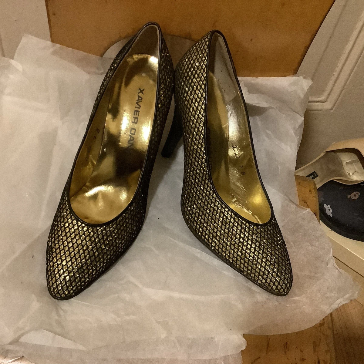 Escarpins Vintage Xavier Danaud Paris - Taille 37 (tout Cuir) - Talons Aiguille 8.5 Cm - Années 80 - Neuf