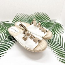 Free People Lolly Espadrille Open Toe Slip-On Slide Sandals Tan/White Size 40