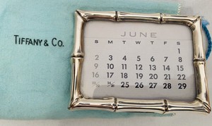 Tiffany & Co Makers Sterling Silver Bamboo Design Desk Calendar  or Frame