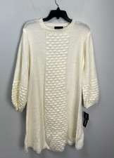Isabel & Nina Ivory Textured Knee Length Sweater Dress Women's Size Large