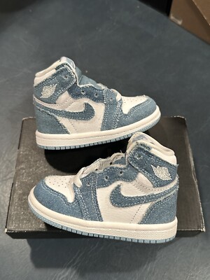 Size 5C Air Jordan High TD Toddler Denim Blue White CU0450