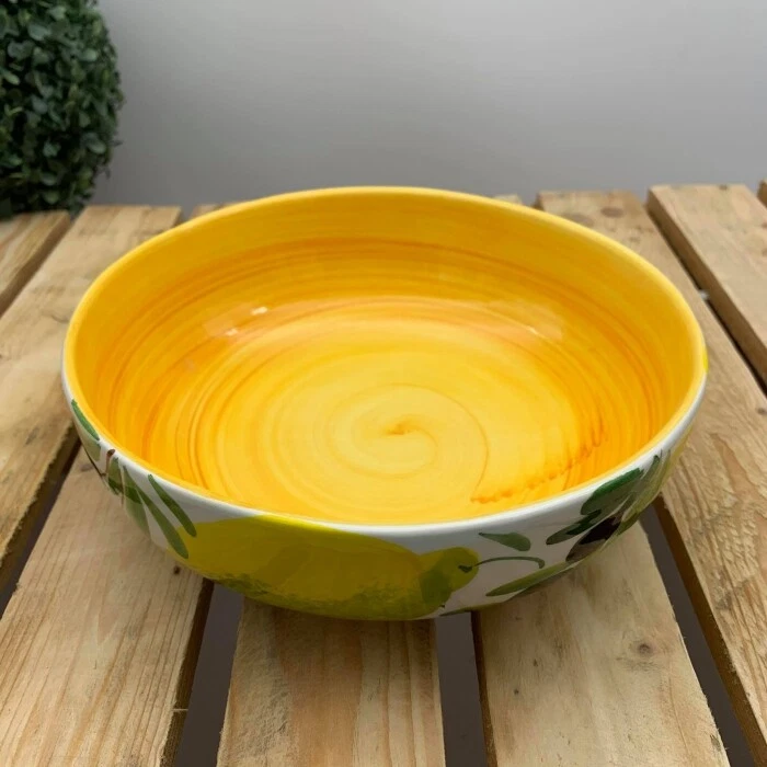 BASSANO KERAMIK SCHÜSSEL 20 CM ZITRONE MIT OLIVE MOTIV AUS ITALIEN NEU - Bild 2 von 4