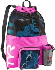 TYR Big Mesh Mummy Backpack for Wet Swimming, Gym, and Workout Gear , Pink