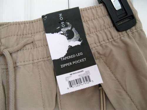 New YOUNG MENS Tech Joggers Pants Beige Size XS 27 No Boundaries Elastic Waist - Picture 4 of 7