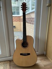 Donner Acoustic Guitar Left Handed Full Size Rrp£125 Cutaway Beginner With Bag