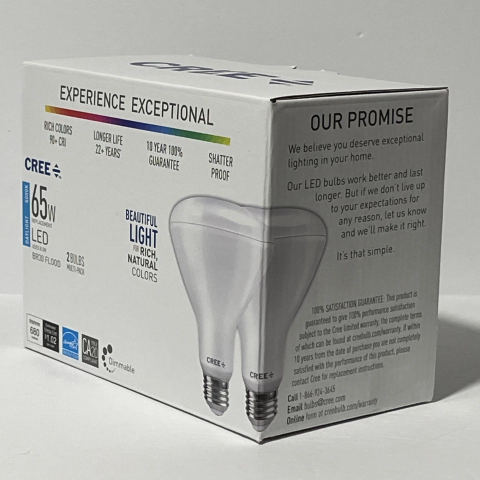 2-PK Indoor Flood LED BR30, 65W (Uses 8.5W) 5000 K, Cool White, 650 Lumens - Image 2 of 4