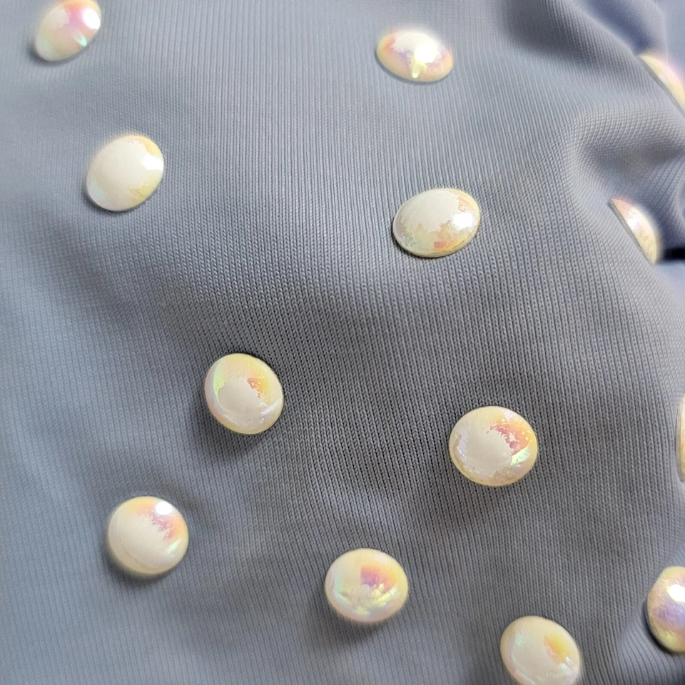 GB Gianni Bini Swim Top Blue Metalic Pearl Applique Triangle Padded Size SMALL - Image 2 of 4