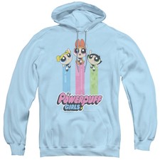 Powerpuff Girls The Girls Fly Mens Hoodie Light Blue Officially Licensed