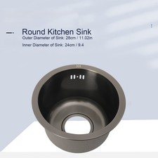 New Mini Round Kitchen Sink Bar Stainless Steel Basin Single Bowl Black Indoor