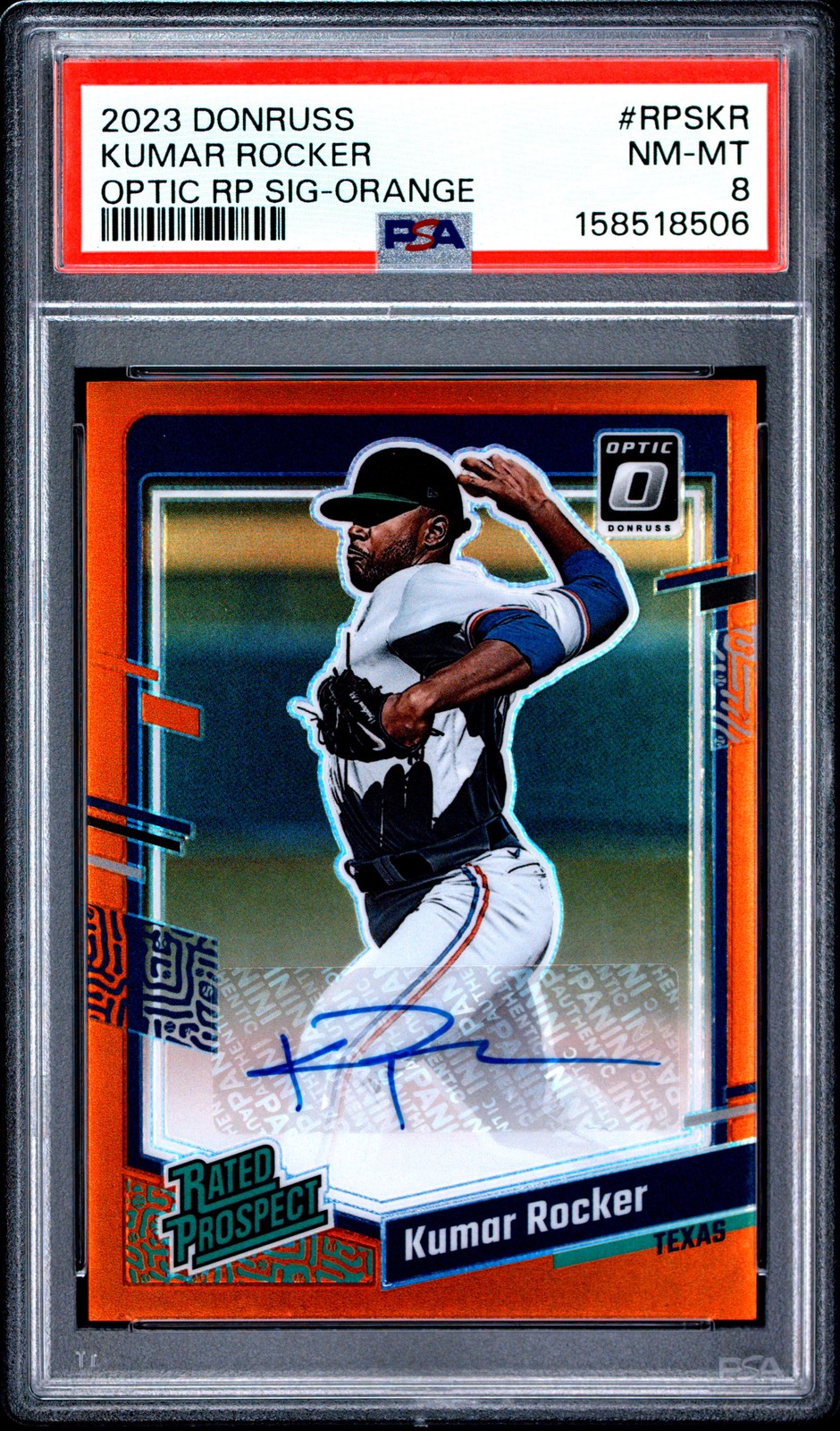 2023 PANINI DONRUSS OPTIC RATED PROSPECT SIGNATURES KUMAR ROCKER 6/25 PSA 8 AUTO