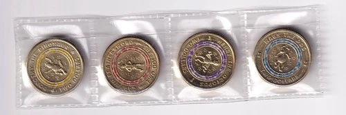 AUSTRALIAN: 2021 $2 THE WIGGLES COLOURED CIRCULATED COINS X 4  . #PL1211