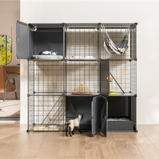 Large 3-Tier Cat Enclosure with Litter Box - Indoor/Outdoor Playpen