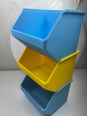 3 bins stackable medium size bins to organize jewelry - nails warehouse etc New